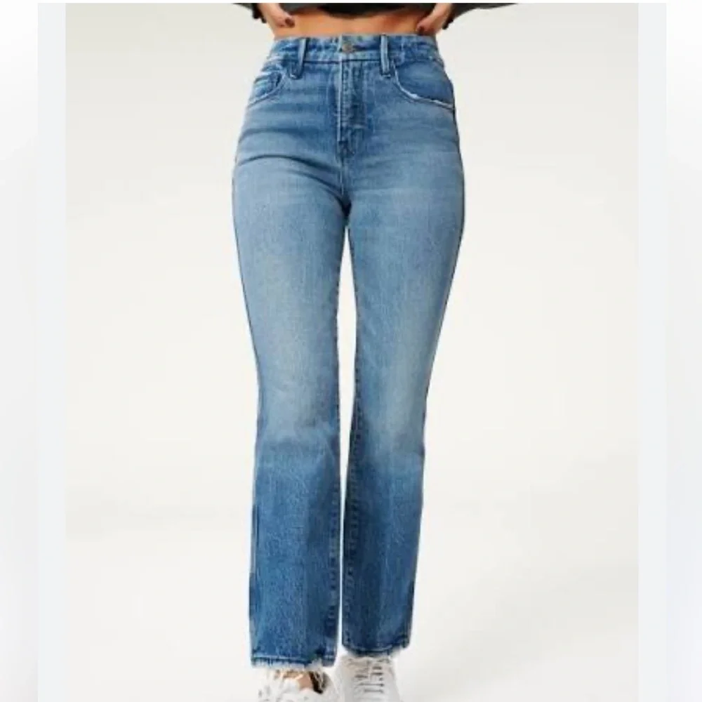 Good America High Waist Stretchy Ankle Straight Leg Jeans Size 28